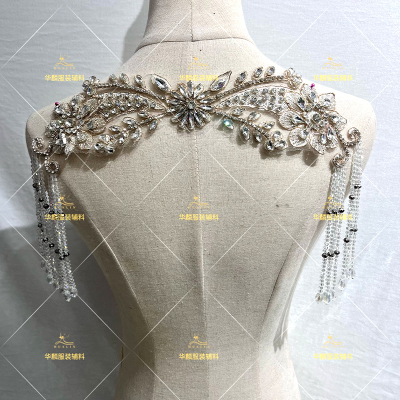 Beaded Trim Fringe - Handbestickte Fransenborte mit Anhängern, DIY-Verzierung für