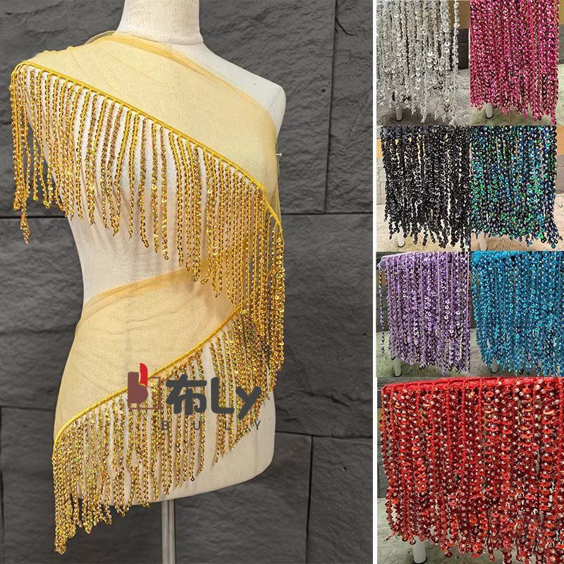 Beaded Trim Fringe - 15cm Perlen-Pailletten-Quastenborte, Ethnische Stickerei-Verzierung für Bühnenkostüme,