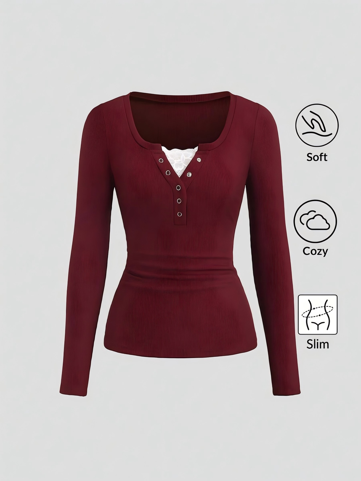 Damen Henley-T-Shirt mit V-Aus – Embellish Knit Bewertung und Preis